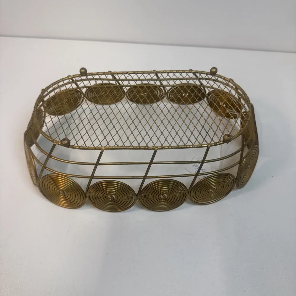 Retro Atomic Coiled Wire Basket‎ Bread Rolls Letters Desk Organizer MCM